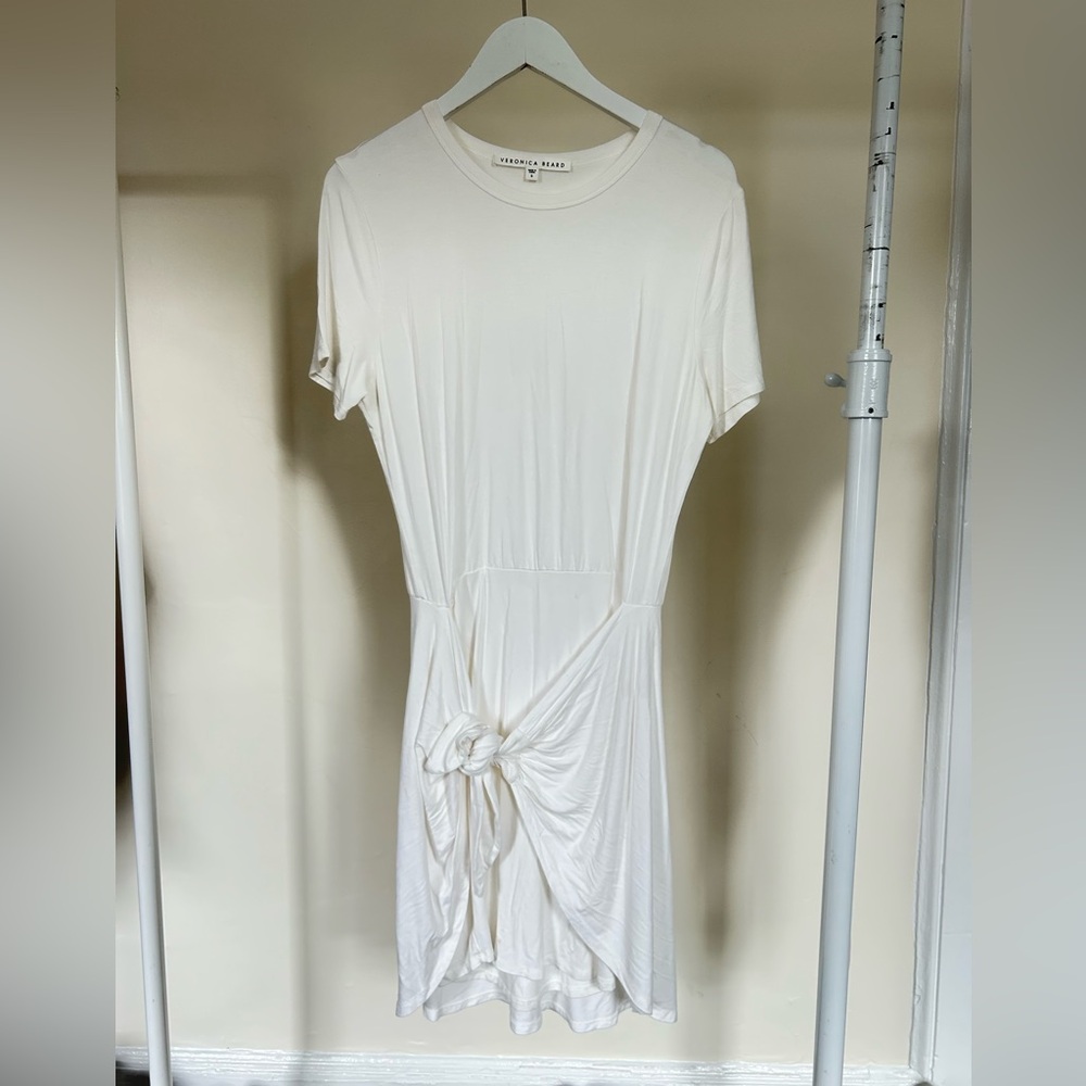 Veronica Beard White Bernice Tie Front Jersey Cover-Up Dress Size Small